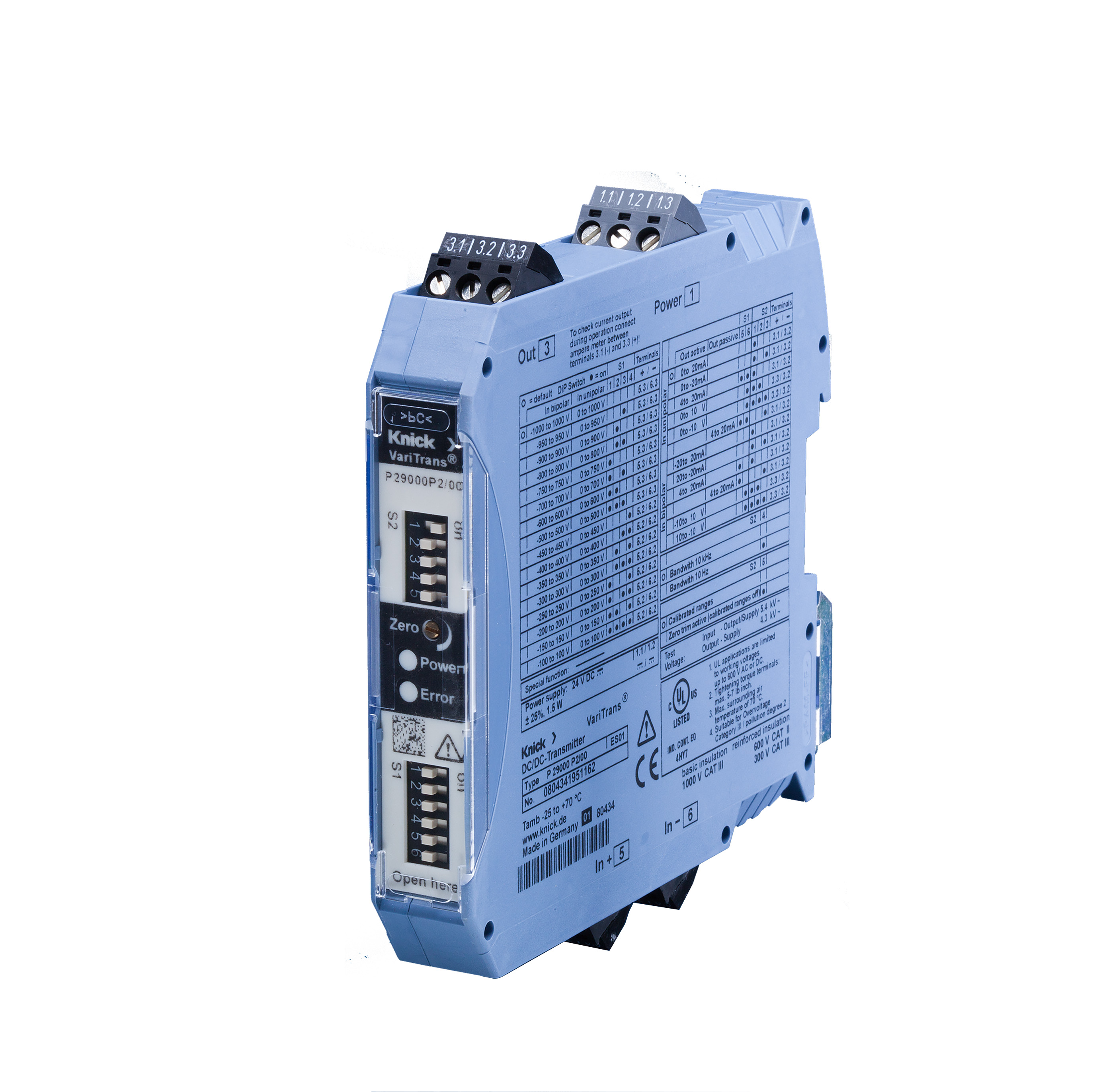 Knick P29000 Compact Isolated High Voltage DC Transducers (1000 V