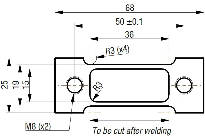 EPSI-AX-V Strain Sensor Mounting Dimensions